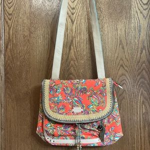 Sakroots Coral patterned 2 way purse. Shoulder and backpack.